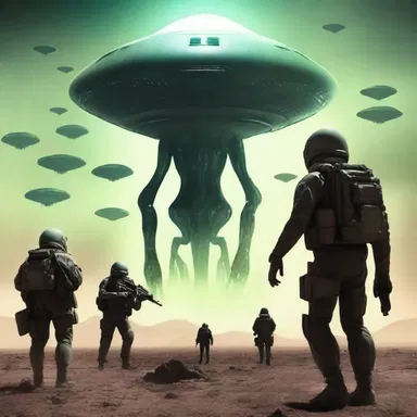 In the futuristic novel, the alien invasion triggered a muster of soldiers to defend Earth.