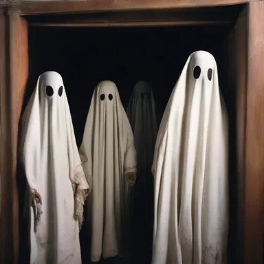 In the haunted house, the muster of ghosts and ghouls terrified the visitors.