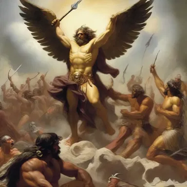 The gods mustered their forces to wage a battle against the Titans.