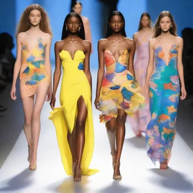 The runway was filled with models showcasing dresses inspired by the graceful movements of the butterfly stroke, with flowing fabrics and bold colors.