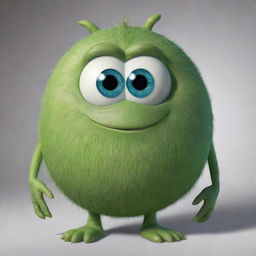 A version of Mike Wazowski, the green, round monster from Monsters, Inc., depicted with three eyes instead of one.