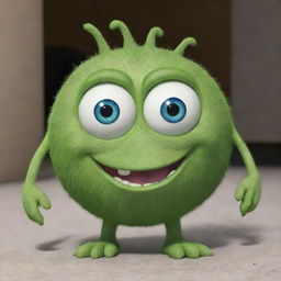 A version of Mike Wazowski, the green, round monster from Monsters, Inc., depicted with three eyes instead of one.