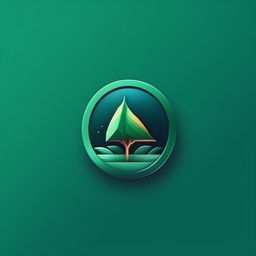 startup app logo for company name idyllic in deep green or turquoise, flat minimalist style, solid colors, no gradient