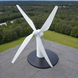 An ultra-efficient, silent wind turbine specifically designed for rooftop installation. Boasts a sleek, compact design that blends with a house roof, maintaining high wind energy capture efficiency.