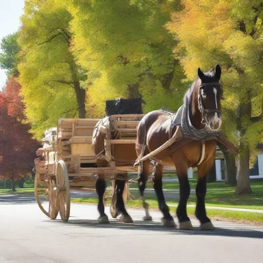 The artist used a draft horse to pull the cart carrying his sculpture materials.