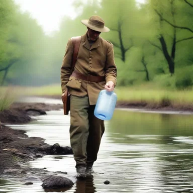 During the American Civil War, soldiers often took drafts of water from rivers and streams to stay hydrated on long marches.