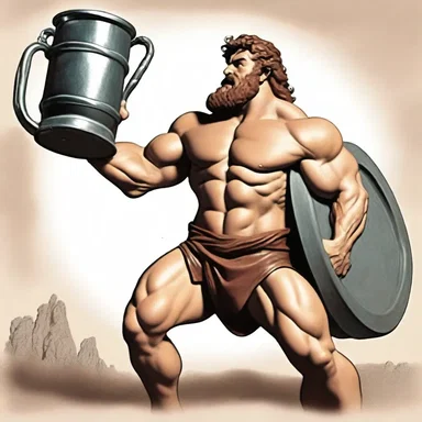 In Greek mythology, Hercules defeated a giant by taking a powerful draft from his magical flask to increase his strength.
