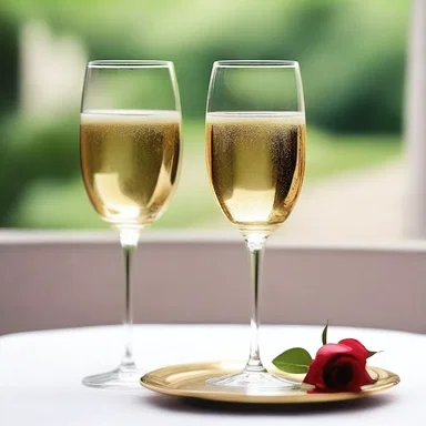 He poured a draft of champagne into two crystal glasses, creating a romantic atmosphere as they toasted to their love.