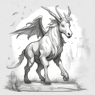 The illustrator presented a beautiful draft of the mythical creature for the fantasy book.