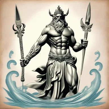 In Greek mythology, the god Poseidon was often depicted with a trident, which symbolized his control over the draft of the seas.