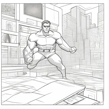 The artist sketched a draft of the comic book panel before inking and coloring it.