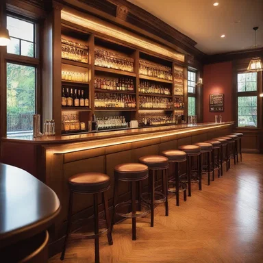 The bar in the restaurant was beautifully designed with a modern draft system for serving a variety of craft beers.