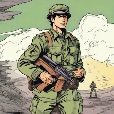 In the comic book series, the protagonist was reluctant to be drafted into the army but eventually became a brave soldier.