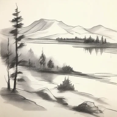 The painter carefully drafted a sketch of the landscape before starting the final artwork.