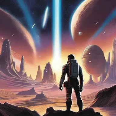 In the intergalactic novel, the protagonist embarks on a dangerous quest to save the galaxy from destruction.