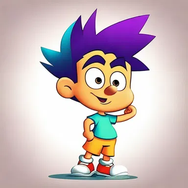 The cartoon character was drawn with vibrant colors and unshaded features.