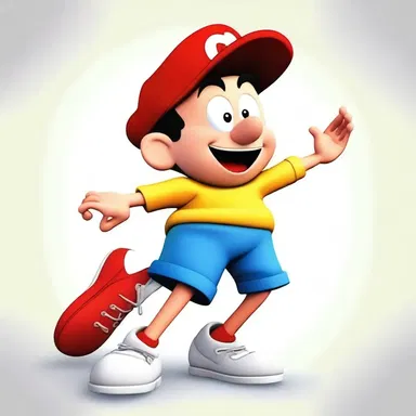 The cartoon character was drawn with vibrant colors and unshaded features.
