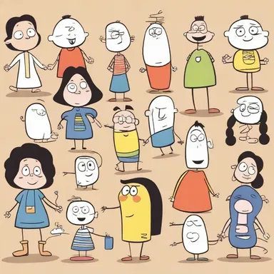 The characters in this cartoon show have a unique feature of being unshaded, which gives them a simplistic and playful appearance.