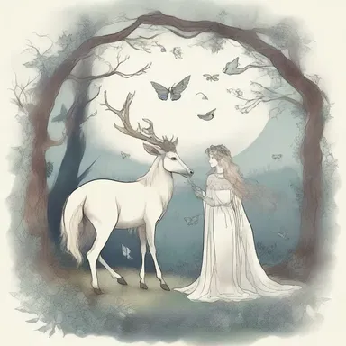 The magical creatures in the fairytale were illustrated unshaded to depict them as otherworldly and ethereal beings.