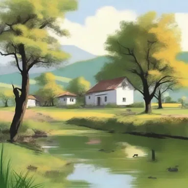 The author's vivid descriptions painted an unshaded image of the idyllic countryside, creating a sense of serenity and tranquility for the readers.