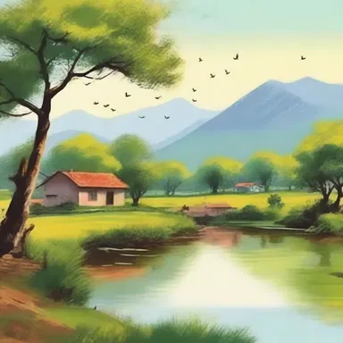 The author's vivid descriptions painted an unshaded image of the idyllic countryside, creating a sense of serenity and tranquility for the readers.