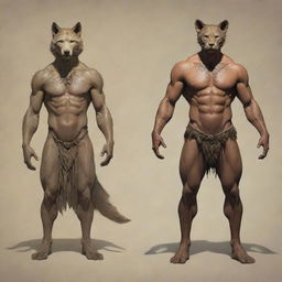 A therian, a human with the ability to spiritually transform into an animal, depicted in both their human and animal forms balanced side by side.