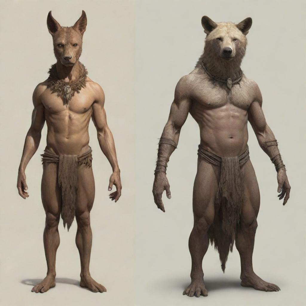 A therian, a human with the ability to spiritually transform into an animal, depicted in both their human and animal forms balanced side by side.