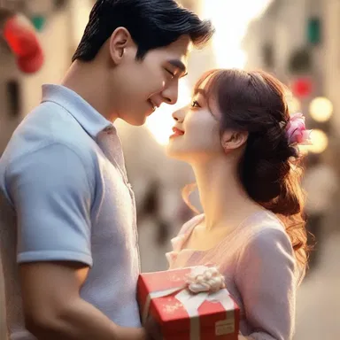 In the romantic movie, the male lead surprises his girlfriend with a special commemoration to celebrate their one-year anniversary.