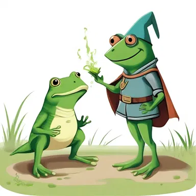 The wizard's spell went wrong, causing a slip of the tongue that turned the brave knight into a talking frog.