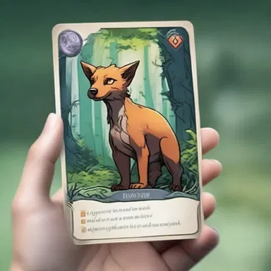 In the novel, the protagonist finds a trading card with a picture of a mystical creature.