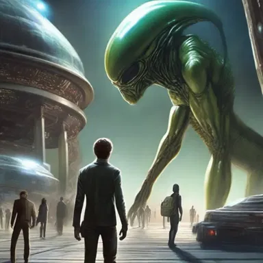 In the science fiction novel, the protagonist is deceived by the alien race, who pretends to be friendly but is actually planning to take over the Earth.