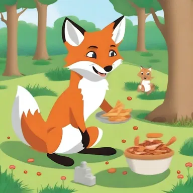 In the cartoon, the cunning fox was able to deceive the other animals into giving him all the food.