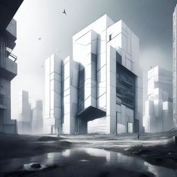 A high-quality digital art image representing a mysterious and dystopian landscape