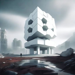 A high-quality digital art image representing a mysterious and dystopian landscape