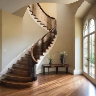The architect decided to steepen the staircase to add drama and elegance to the entrance.