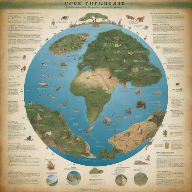 An informative and educational poster showcasing the origin and evolution of eco-tourism, featuring key milestones and figures, suitable for a presentation.