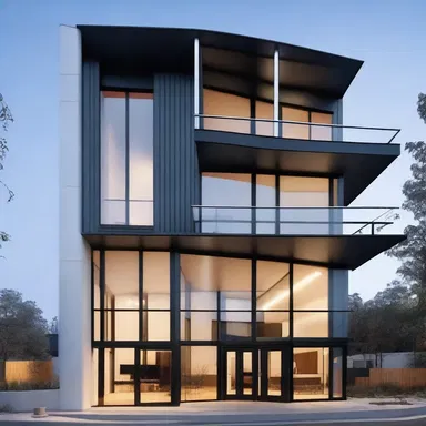 In this modern architectural design, the test tube is incorporated into the building's structure, creating a visually striking element.