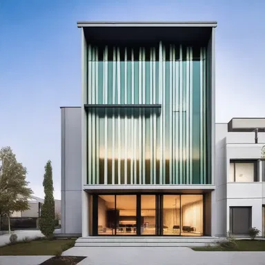 In this modern architectural design, the test tube is incorporated into the building's structure, creating a visually striking element.