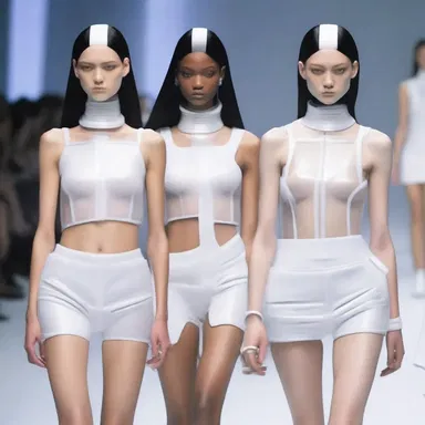 The fashion designer showcased a unique collection with test tube-shaped accessories, adding a futuristic and avant-garde touch to the outfits.