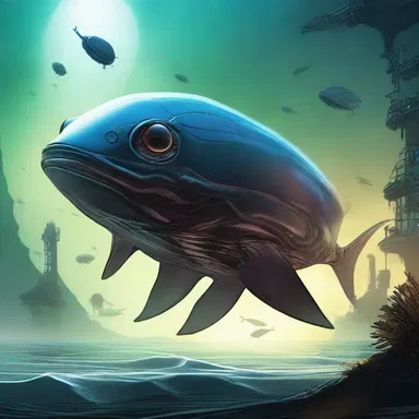 In the futuristic world of this science fiction novel, advanced flatfish-like creatures dominate the alien planet's oceans.