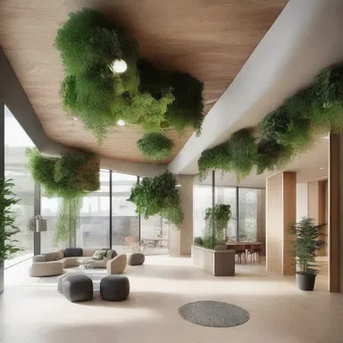 The architect integrated biophilic design principles in the building, aiming to counteract the potential dysgenic effects of urban living on human well-being.