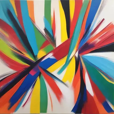 The abstract painting featured vibrant colors and syncopated lines, giving it a dynamic and energetic feel.