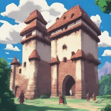 In the fantasy anime series, the protagonists use a mangonel to defend their castle against enemy forces.