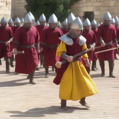 During the religious festival, a reenactment of a medieval siege is performed using a mangonel.