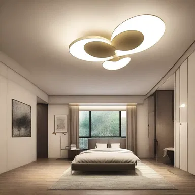 The ceiling of the room was adorned with a unique boob-shaped light fixture, adding a modern touch to the design.