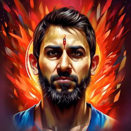 Realistic portrait of Virat Kohli, full of charisma ('rizz'), self-realization dawning upon his face, with subtle elements symbolizing Australia in the background.