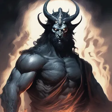 In Greek mythology, Hades, the god of the underworld, is often depicted as a scrag with a pale complexion and sunken eyes.