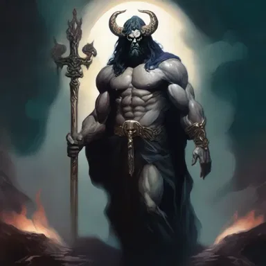 In Greek mythology, Hades, the god of the underworld, is often depicted as a scrag with a pale complexion and sunken eyes.