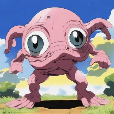 The anime series features a scrag character with oversized eyes and a frail appearance, who possesses incredible strength and agility.