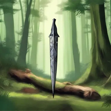 In the novel, the protagonist found an ancient spearpoint hidden deep in the forest.